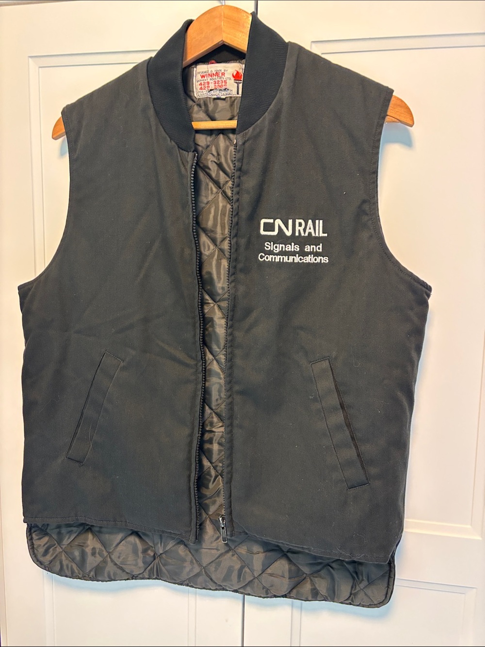 Men's Black Quilted Work Vest - Signals & Communications-vintage